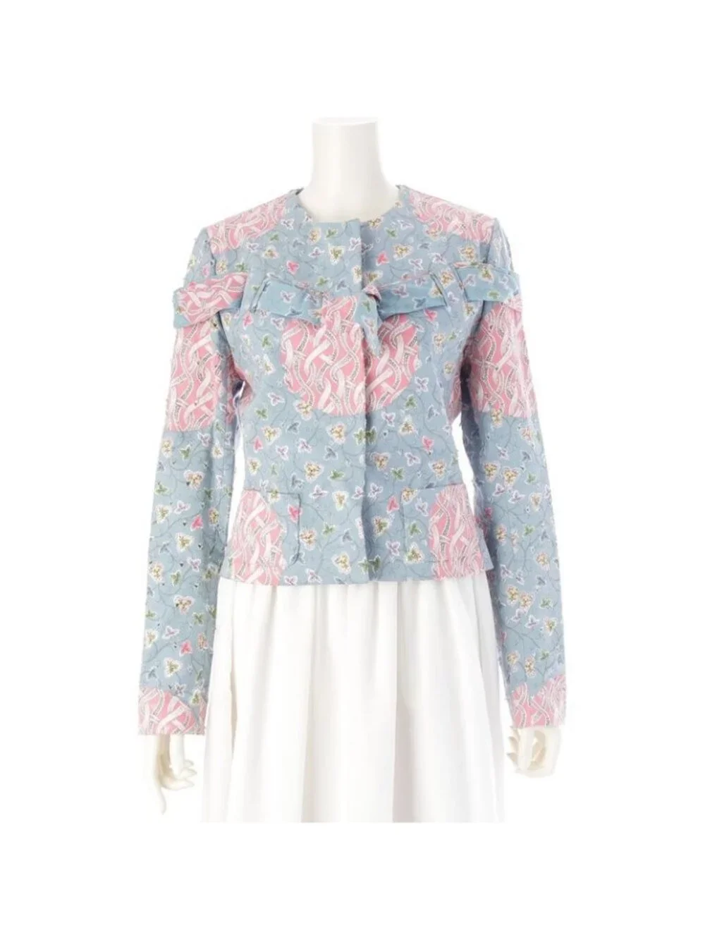 Dior Cotton Galliano Era Trim All Over Pattern Denim Jacket